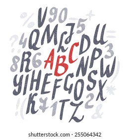 Alphabet. Hand drawn letters. Vector.