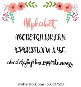 Alphabet, hand print, letters, numbers, symbols, calligraphy, lettering