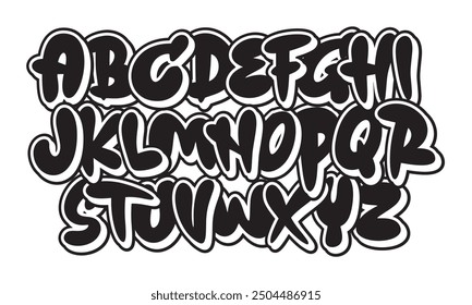 Alphabet  in hand-drawn street graffiti style. vector graffiti alphabet 