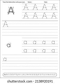 Alphabet Handwriting Practice Worksheet. Alphabet Activity For Pre Schoolers And Kindergarten. English Activity For Kids