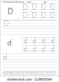 Alphabet Handwriting Practice Worksheet. Alphabet Aktivität für Vorschulen und Kindergarten. Englische Aktivität für Kinder
