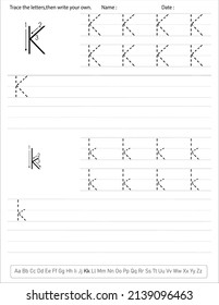 Alphabet Handwriting Practice Worksheet. Alphabet Activity For Pre Schoolers And Kindergarten. English Activity For Kids
