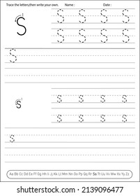 Alphabet Handwriting Practice Worksheet. Alphabet Activity For Pre Schoolers And Kindergarten. English Activity For Kids