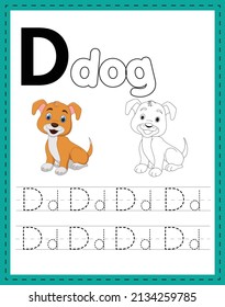 Alphabet handwriting word tracing and coloring worksheets