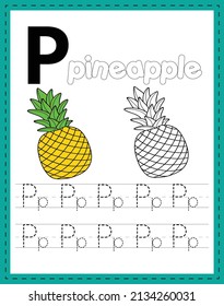 Alphabet handwriting word tracing and coloring worksheets