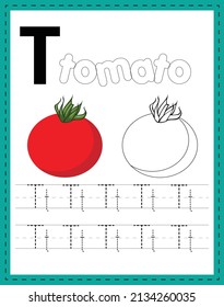 Alphabet handwriting word tracing and coloring worksheets