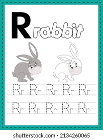 Alphabet Handwriting Word Tracing Coloring Worksheets Stock Vector ...