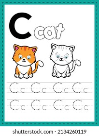 Alphabet handwriting word tracing and coloring worksheets