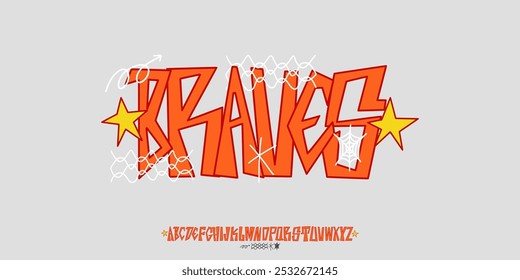 Alphabet Handwritten Font. Retro Inflated Funny Typeset in Y2k Graffiti Artwork Style. Vector Playful Element Alphabet. Cool Letters Kids Book Cartoon Aesthetic. oldschool and music style.