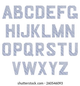 Alphabet hatched white and black vector set. English alphabet