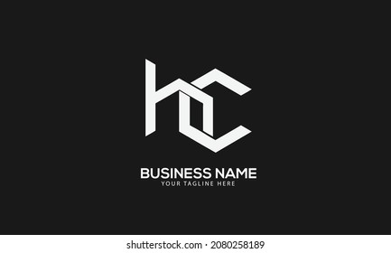 Alphabet HC or CH polygon Cubics abstract monogram vector logo template