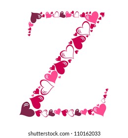 Alphabet of hearts vector illustration