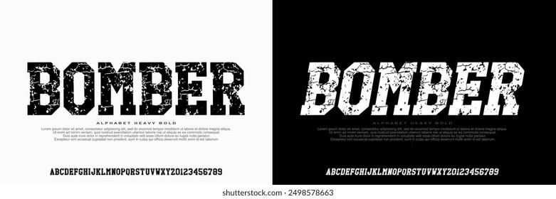 Alphabet heavy Bold Font. texture rough ,Uppercase strong, Italic and Number ,Typography urban style fonts for fashion, sport, technology, digital, movie, logo design, vector illustration