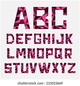 alphabet with hipster triangle texture