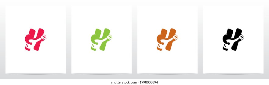 Alphabet Holding Lute Guitar Banjo Letter Logo Design H