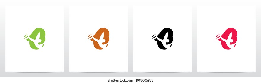 Alphabet Holding Lute Guitar Banjo Letter Logo Design O