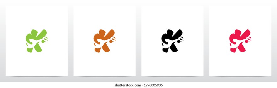 Alphabet Holding Lute Guitar Banjo Letter Logo Design K