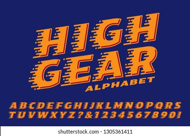 An Alphabet With Horizontal Streak Lines Indicating Movement, Speed, Or High Velocity; Logo Style Font For Racing Or Motorsports.