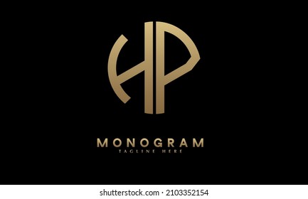 Ilustración de Alfabeto HP o PH modelo de logotipo de vector monograma en forma redonda