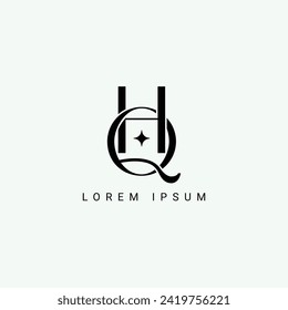 Alphabet HQ or QH illustration monogram vector logo template