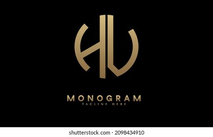 Alphabet HV or VH illustration monogram vector logo template in round shape