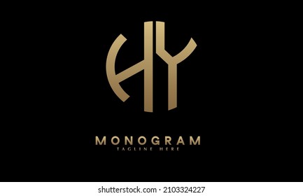 Alphabet HY or YH illustration monogram vector logo template in round shape
