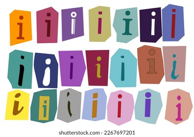 Alphabet i- vector cut newspaper and magazine letters, paper style ransom note letter