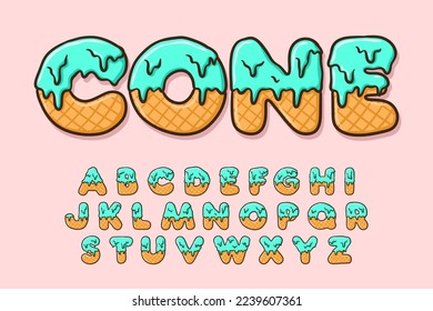 Alphabet Ice Cream Cone Slime melt text vector Letters