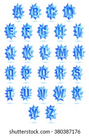 alphabet ice cube blue lettering