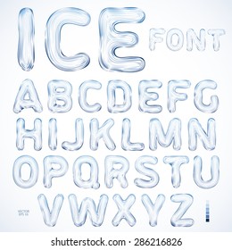 Alphabet Ice, Font Best For Use In Posters, Cards, Headlines And Web Design. Vector Illustration