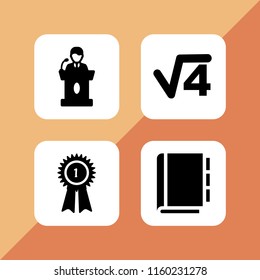 alphabet icon. 4 alphabet set with speech, number and address book vector icons for web and mobile app