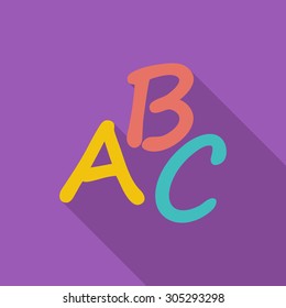 Alphabet icon. Flat vector related icon with long shadow for web and mobile applications. It can be used as - logo, pictogram, icon, infographic element. Vector Illustration.