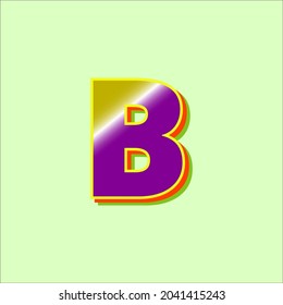 icono del alfabeto inicial "B" - símbolo, 3d, plano, colorido
