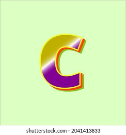 alphabet icon initial "c" - symbol, 3d, flat, colorfull