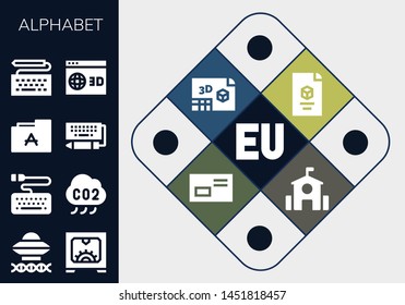 alphabet icon set. 13 filled alphabet icons.  Collection Of - Symbol, Ancient aliens, d, Keyboard, Co, Font, Letter, School