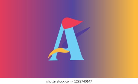 Alphabet icon set A, logo set colorful design