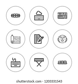 Alphabet icon set. collection of 9 outline alphabet icons with brackets, kappa, keyboard icons. editable icons.