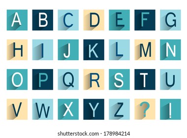 Alphabet icon set. Flat icon design.