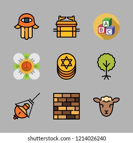 alphabet icon set. vector set about flower, abc and hebrew icons set.