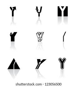 Alphabet Icon Symbol Set Black and White Letter Y