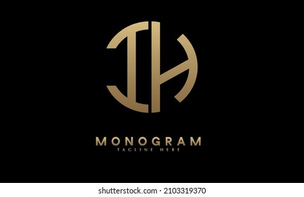 Alphabet IH or HI illustration monogram vector logo template in round shape