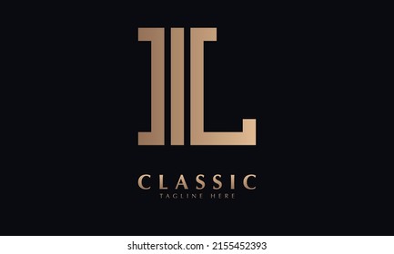 Alphabet IL or LI Vector monogram icon logo template