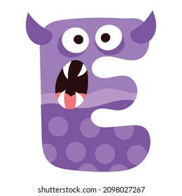 Alphabet illustration with cute monster shape