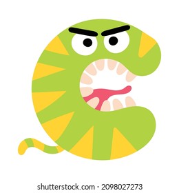 Alphabet illustration with cute monster shape