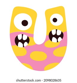 Alphabet illustration with cute monster shape