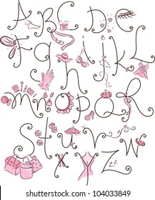 Alphabet Illustration with a Girly Theme