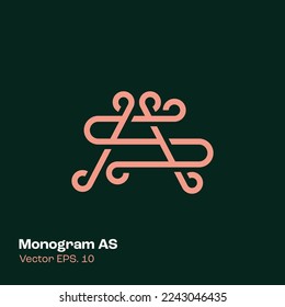 Alphabet AS ilustración monograma vectorial plantilla de logotipo, puede utilizarse para marca y logotipo de negocios