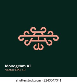 Alphabet AT illustration monogram vector logo template, can be used for branding and business logo