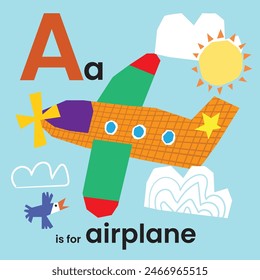 Alphabet illustrations and word examples, for children