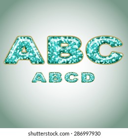 Alphabet imitating precious shiny surface